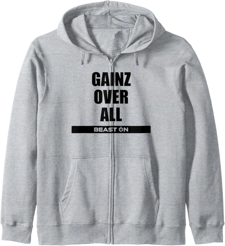 Gains Gainz over All Training Fitness Gym Motivation Sprüche Kapuzenjacke