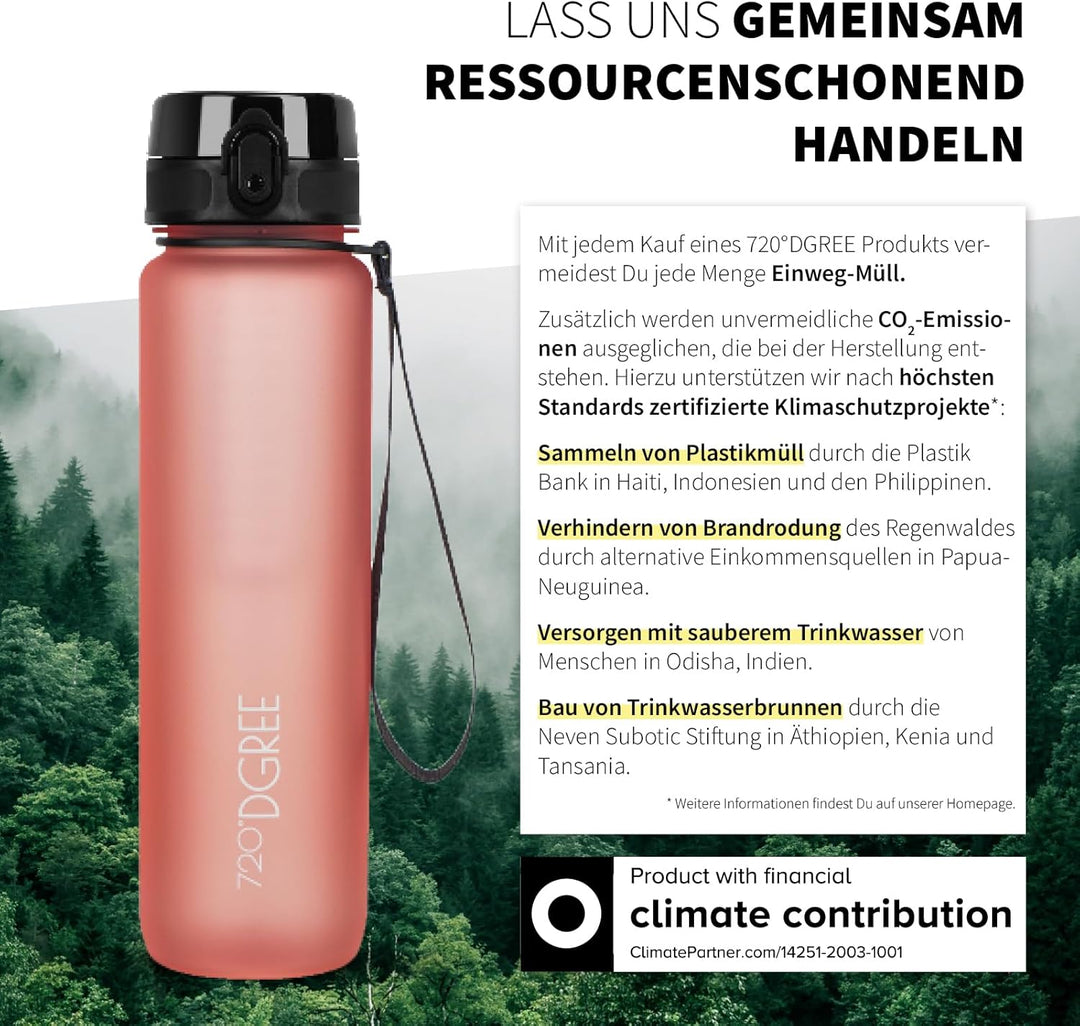 720°DGREE Trinkflasche “uberBottle“ 350ml, 500ml, 650ml, 1l softTouch +Früchtebehälter - Auslaufsich