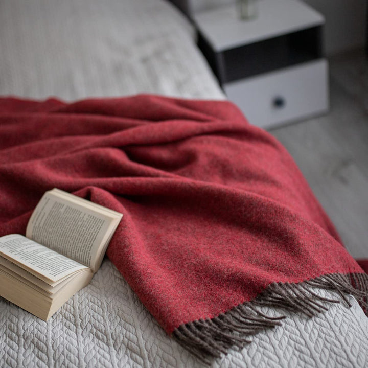 Linen &amp; Cotton Weiche Warme Decke Wolldecke Wohndecke Kuscheldecke Columbus - 100% Reine Neuseeland