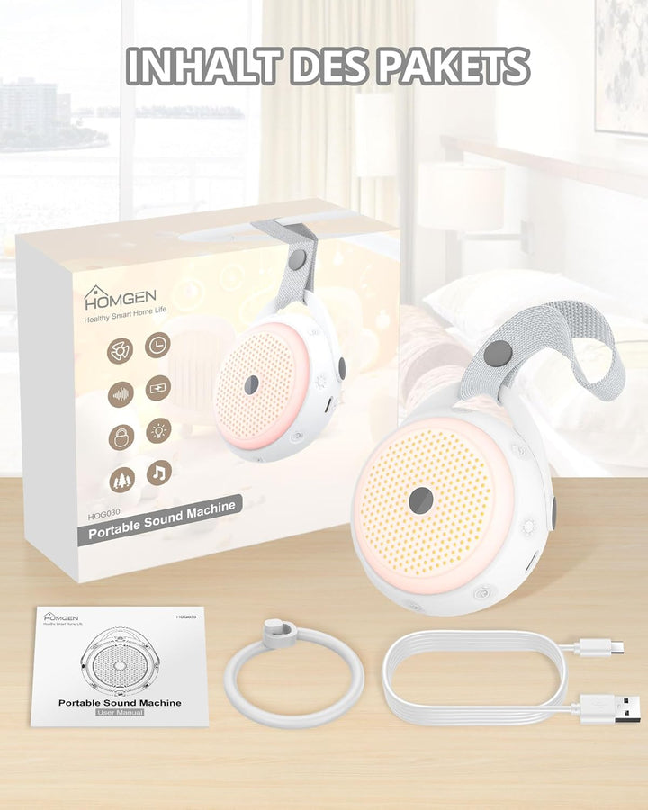 HOMGEN White Noise Machine Baby Tragbare Weisses Rauschen Einschlafhilfe Babys Schlafhilfe mit Nacht
