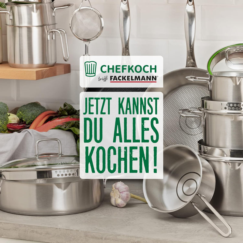 FACKELMANN Chefkoch Milch-Topf Ø14 cm München aus Edelstahl – Hochwertiger Kochtopf Ausschüttfunktio