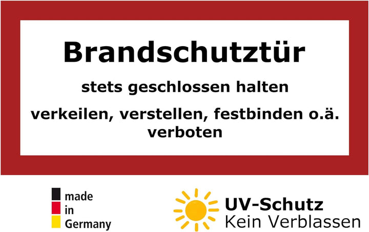 10 grosse Aufkleber Brandschutztür für Feuerschutzabschluss, 30 x 14 cm Schild, Hinweis, Hinweisaufk