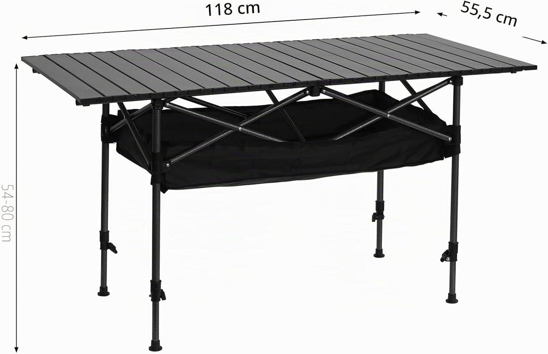 Vinteky Campingtisch faltbar Höhenverstellbar Klapptisch Höhenverstellbarer Falttisch mit aufrollbar
