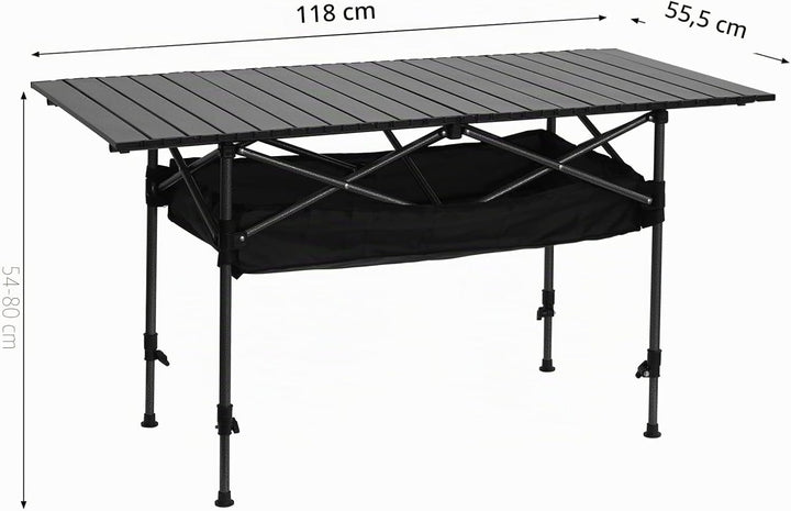 Vinteky Campingtisch faltbar Höhenverstellbar Klapptisch Höhenverstellbarer Falttisch mit aufrollbar