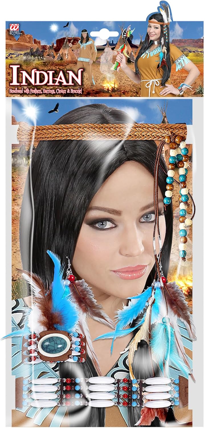 W WIDMANN MILANO Party Fashion 95799 - Indianer Set, Schmuckset, Accessoire, Western, Faschingskostü