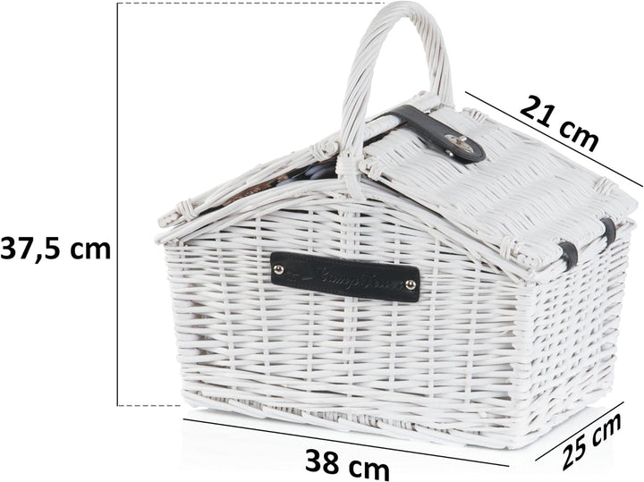 CampFeuer Picknickkorb 2 Personen mit Geschirr-Set und Kühlfach | 12-teilig | Picknickkoffer, Weiden