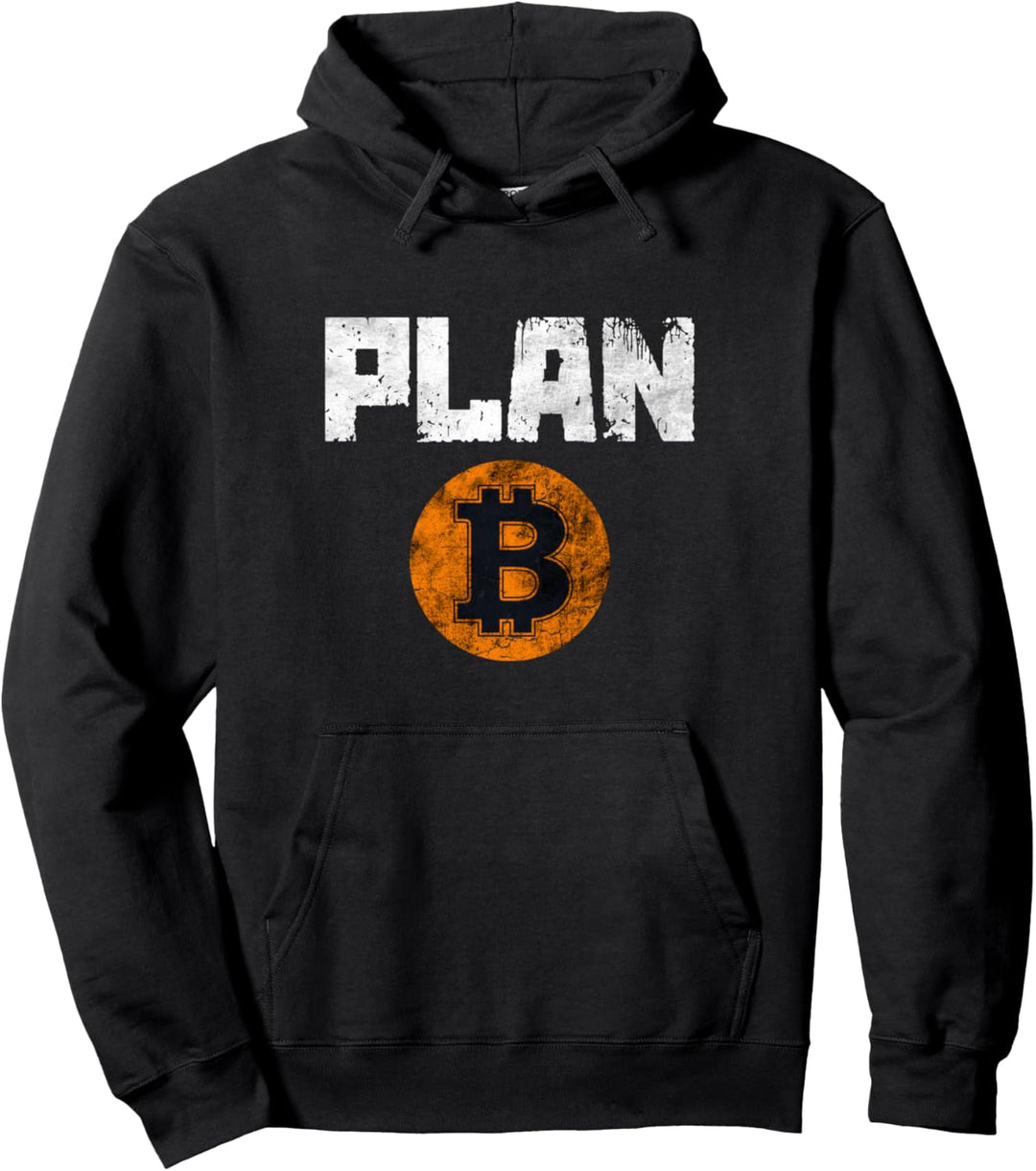 Enjoy Wear Vintage BTC Bitcoin Cryptocurrency Plan B Graphic Pullover Hoodie