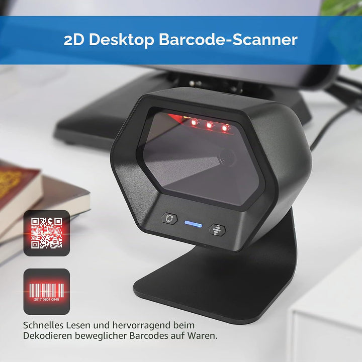 NETUM 1D 2D QR Präsentationsscanner mit USB-Barcodescanner, Omnidirektional, kabelgebunden, für Mobi