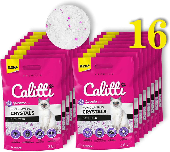 Calitti - Silikat Katzenstreu | Premium Crystals Silikatstreu | Antibakteriell Katzensand mit frisch