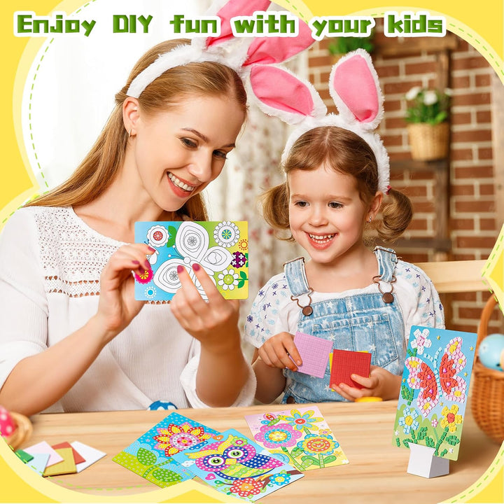 Tenare 6 Stück Frühling Mosaik Bastelset für Kinder Mosaik Aufkleber Set Mosaik Klebebilder für Mädc