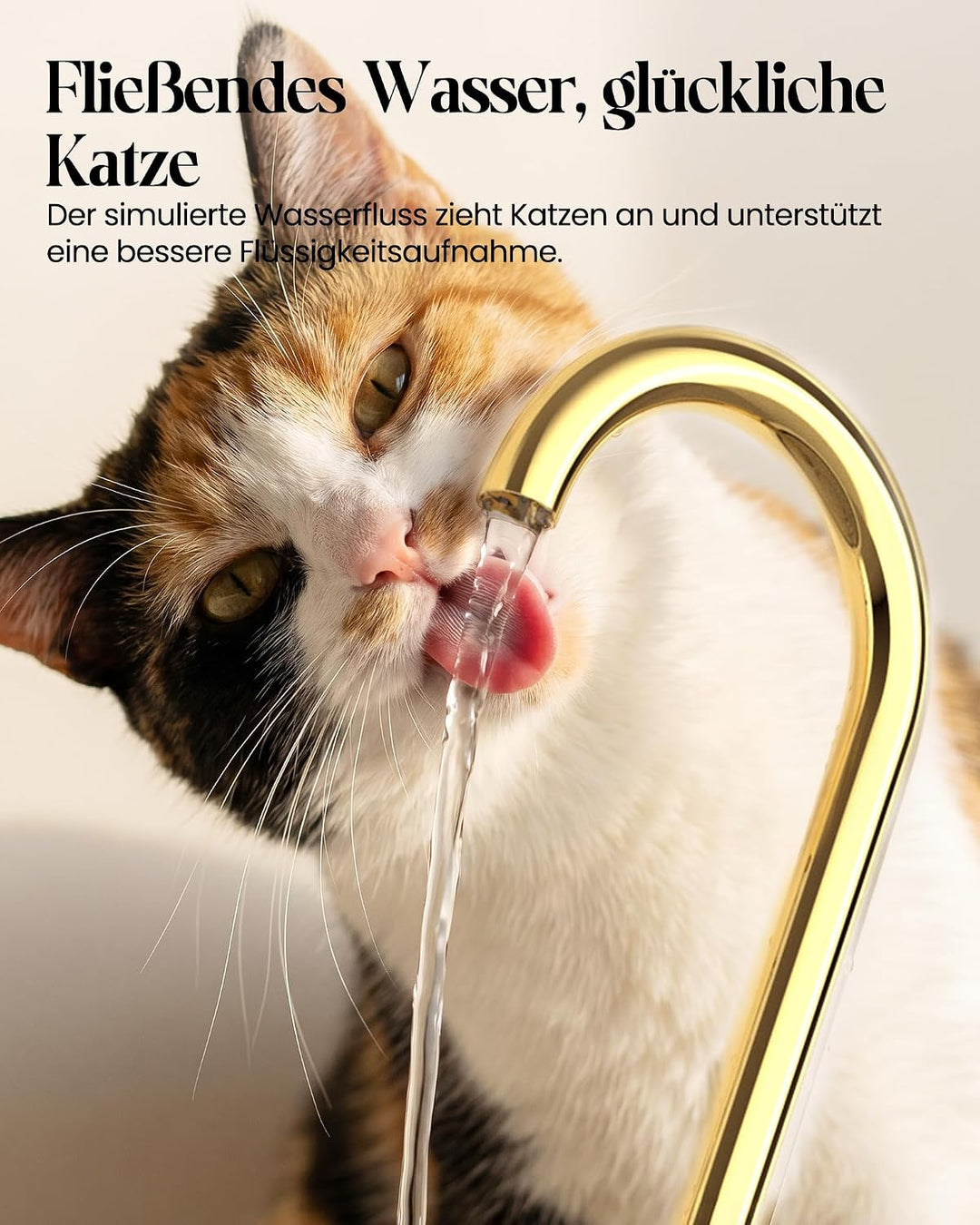 Kittyspout Katzenbrunnen Keramik Weiss, 1,2L Trinkbrunnen für Katzen mit Kupferrohr, 3 Wasserstufen,