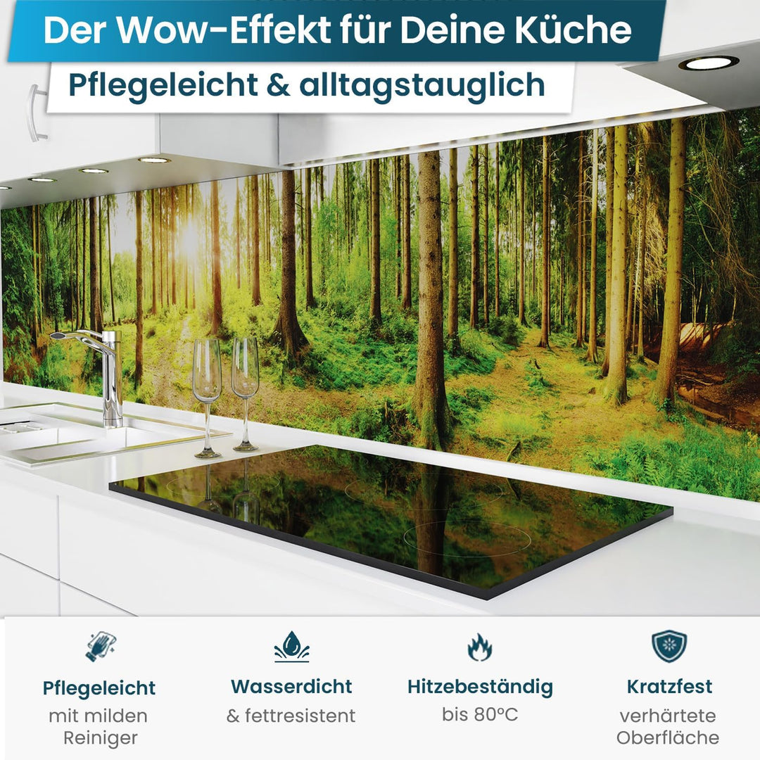 danario Küchenrückwand selbstklebend - Matt - Spritzschutz Küche - versteifte PET Folie - 0,37 mm -