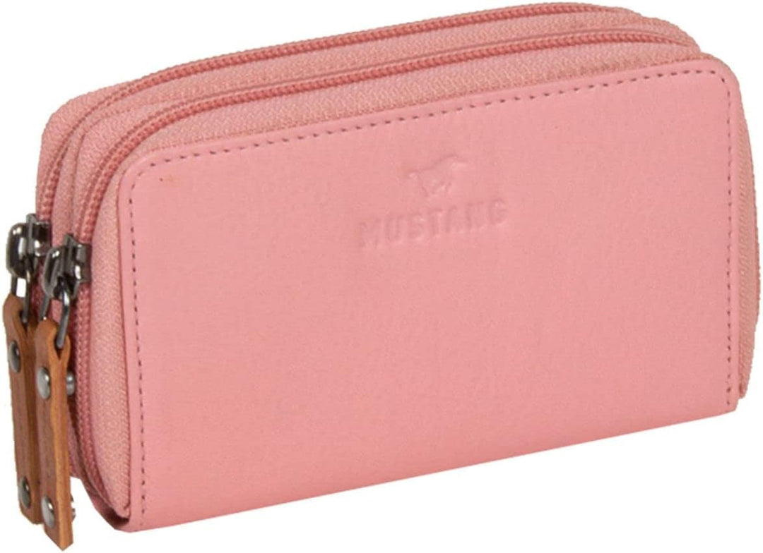 MUSTANG Seattle Leather Wallet 2 Zip Top Opening Pink