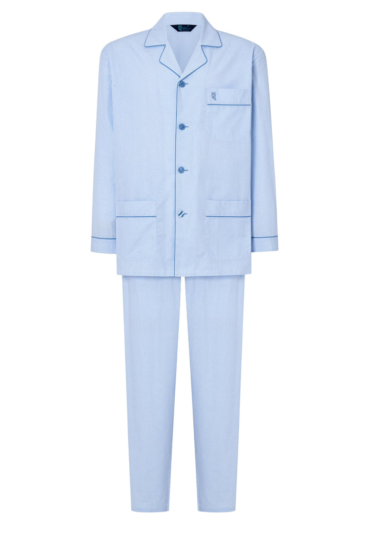 El Búho Nocturno Schlafanzug Herren Lang Baumwolle Pyjama Für Herren Klassisch Revers Knopfjacke Kar