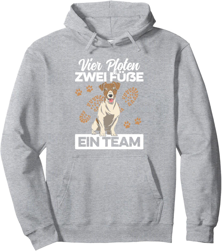 Vier Pfoten Zwei Füsse Ein Team Hundebesitzer Hund Gassi Pullover Hoodie