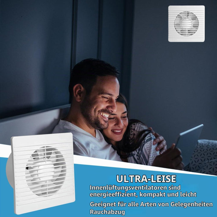 Nizirioo Badlüfter Ø 100mm Wandventilator Lüfter: Badezimmer Lüfter Abluftventilator mit Kabel, Wand
