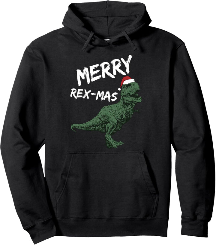 Merry Rex-Mas Dinosaur Christmas Pullover Hoodie