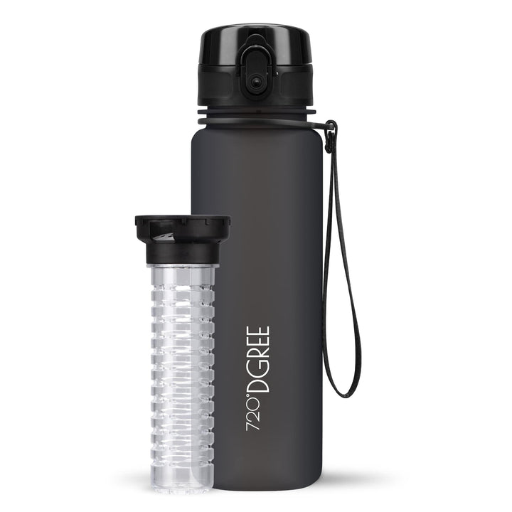 720°DGREE Trinkflasche “uberBottle“ 350ml, 500ml, 650ml, 1l softTouch +Früchtebehälter - Auslaufsich