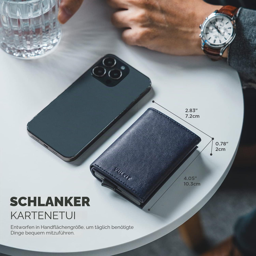 VULKIT Kreditkartenetui für Herren, Pop-up-Kartenetui, RFID-blockierendes Leder-Kartenetui mit Gelds