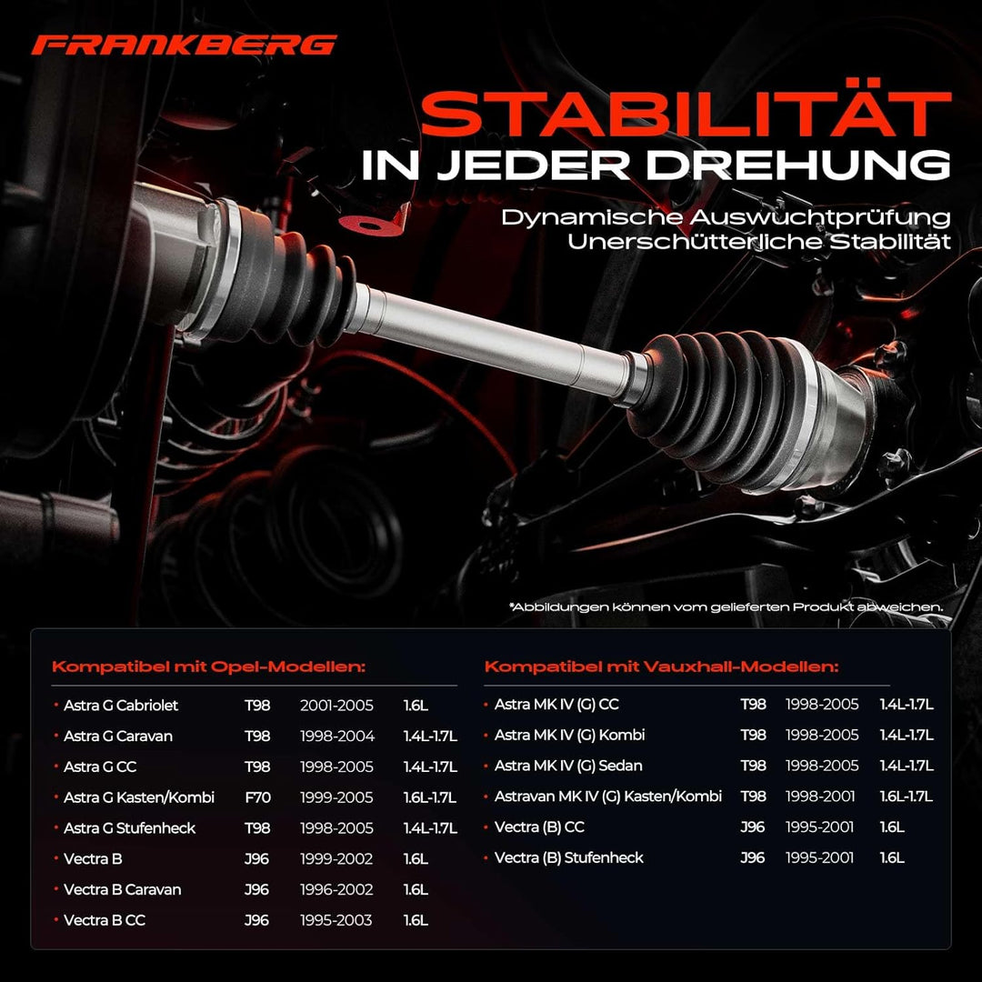 Frankberg Antriebswelle Vorderachse Links Kompatibel mit Astra G CC F08 F48 1.4L 1.6L 1998-2005 Vect