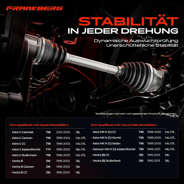 Frankberg Antriebswelle Vorderachse Links Kompatibel mit Astra G CC F08 F48 1.4L 1.6L 1998-2005 Vect