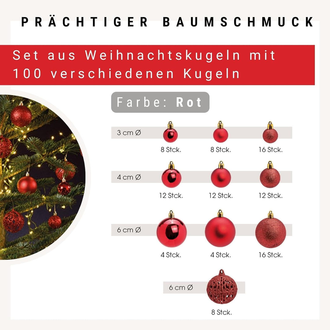 WOMA Weihnachtskugeln Set I 50 oder 100 Christbaum-Kugeln I Weihnachtskugeln Kunststoff I Weihnachts