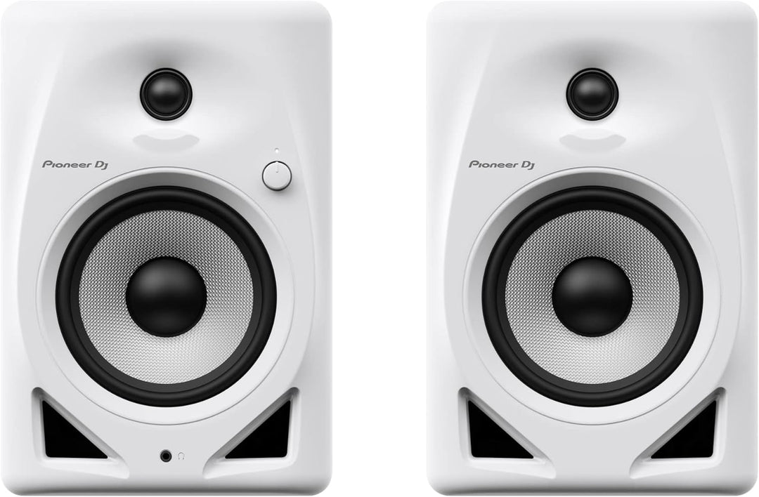 Pioneer DJ PLX-500-W DJ-Plattenspieler mit Direktantrieb, Weiss & DM-50D 5" Desktopmonitorsystem (we
