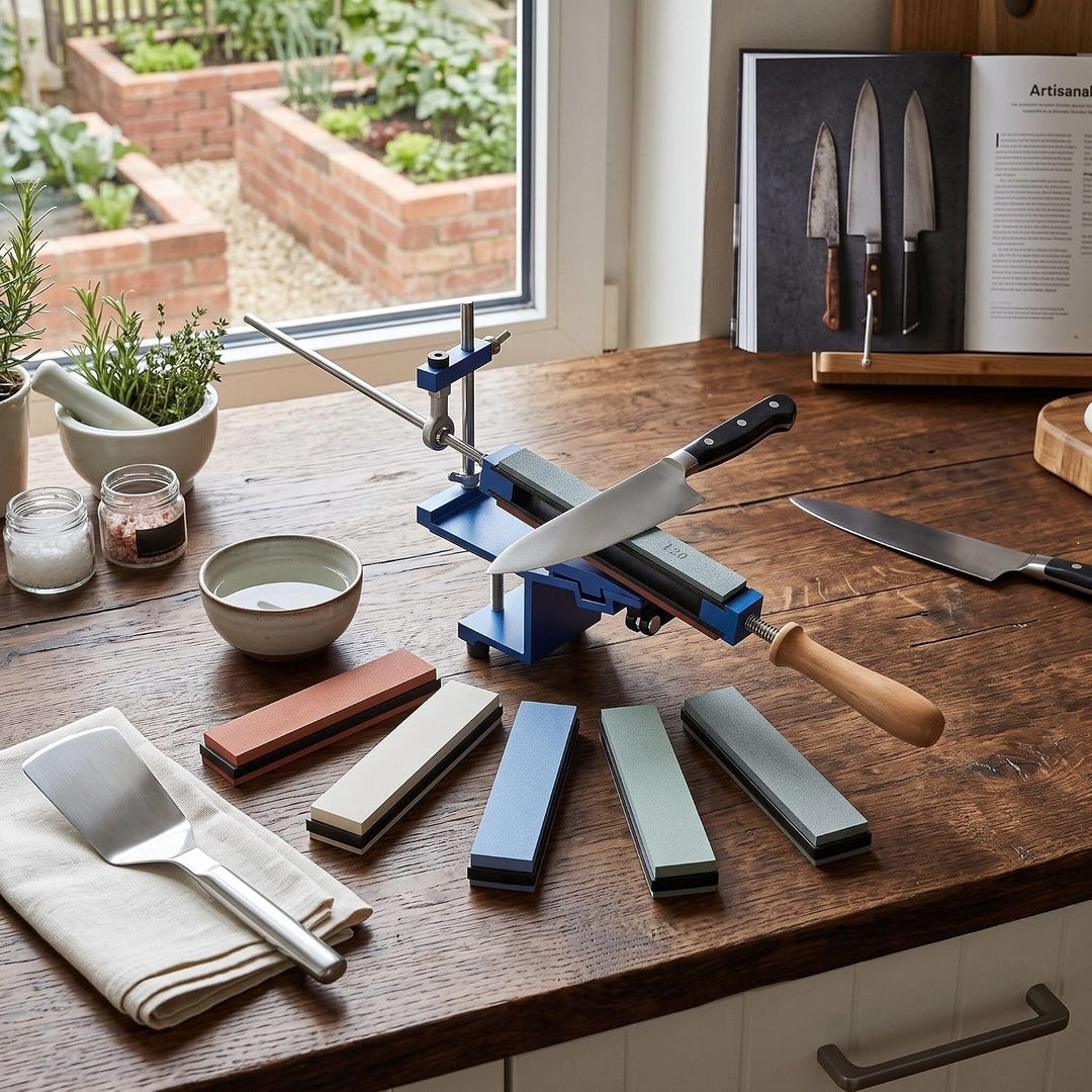 Greensen Messerschärfer mit Festem Winkel, 6 Schleifsteine, 15° und 40° Winkel, Kit 200S