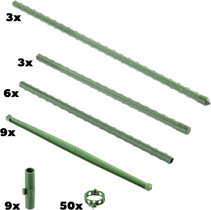 KADAX 6er Set Tomaten Rankhilfe 132 x 30 cm, Tomatenturm mit 50 Pflanzenclips, Tomatenrankhilfen, Pf