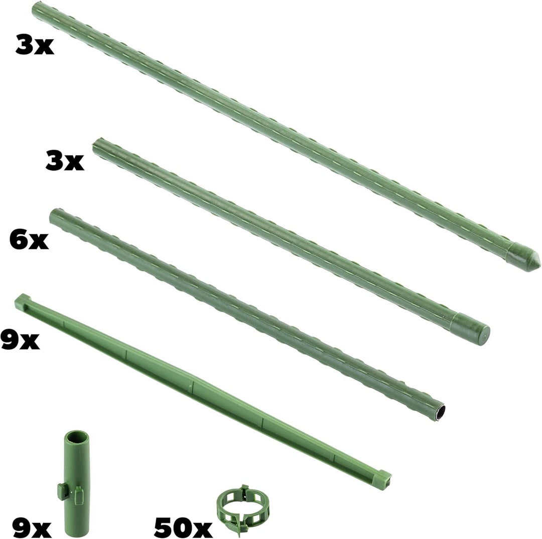 KADAX 3er Set Tomaten Rankhilfe 132 x 30 cm, Tomatenturm mit 50 Pflanzenclips, Tomatenrankhilfen, Pf