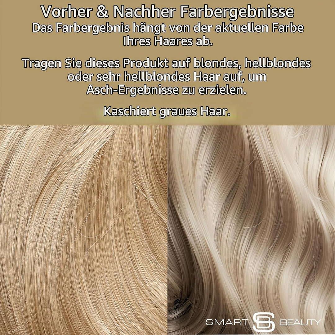 Aschblondes Haarfärbemittel mit Plex Haarpflege Conditioner, permanente Haarfarbe mit einer kühlen b