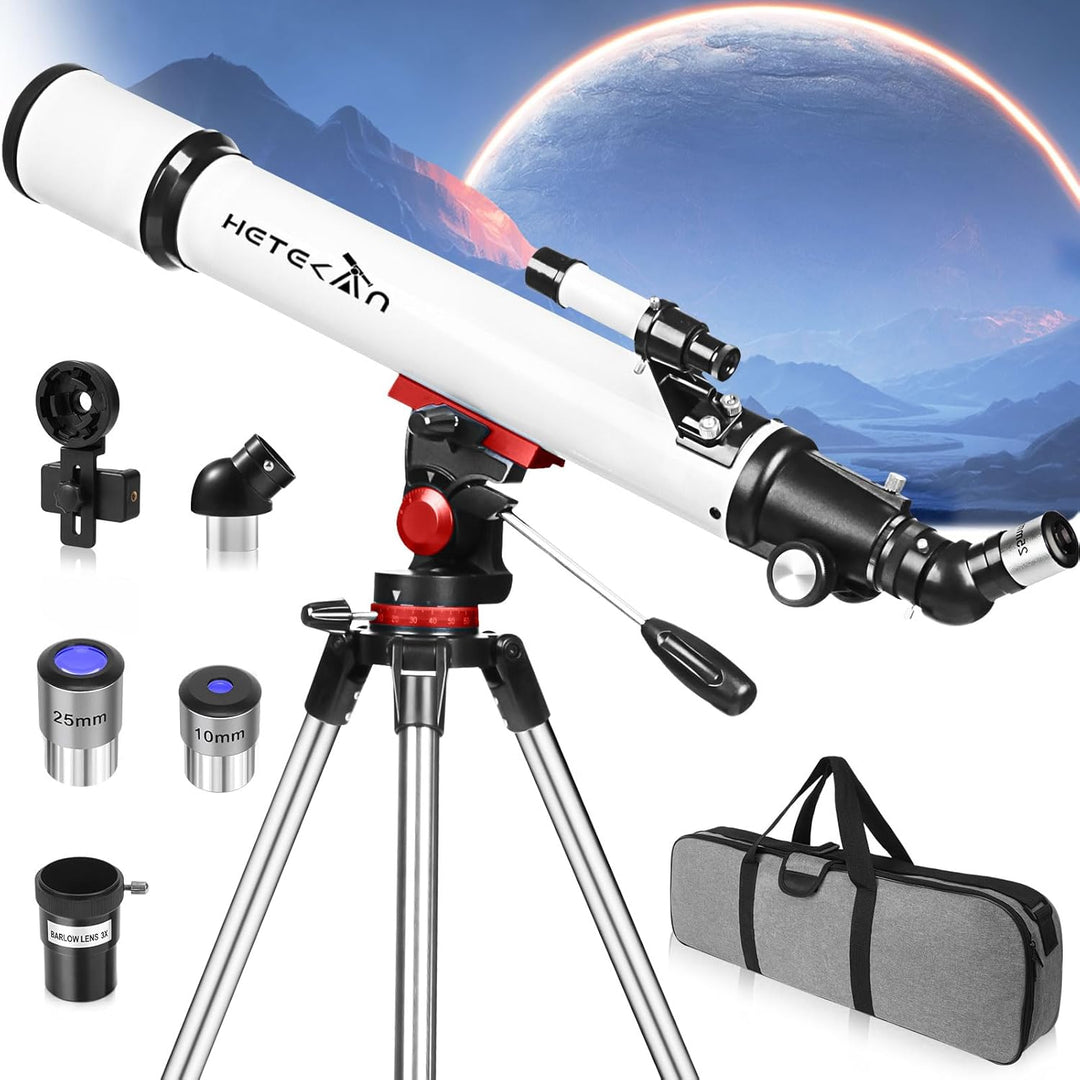 HETEKAN Teleskop, Teleskope Astronomie für Erwachsene,70 mm Öffnung und 700 mm Brennweite (28x-210x)
