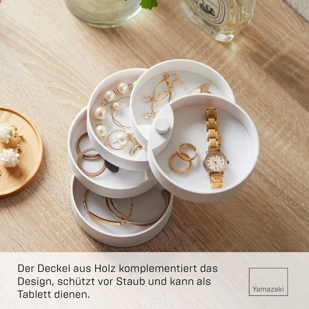 Yamazaki 5312 TOSCA Schmuckdose mit 5 Ebenen, weiss, Holz/Stahl/ABS Harz, Minimalistisches Design Ei