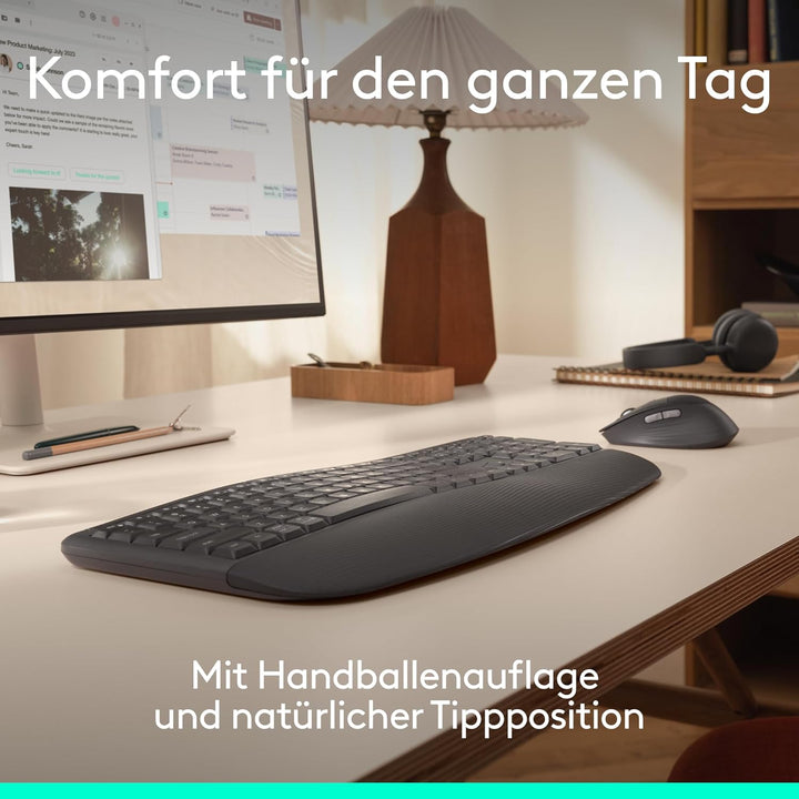 Logitech Signature Comfort Plus Combo MK880, kabelloses Tastatur-Maus-Set, komfortable Tastatur in S