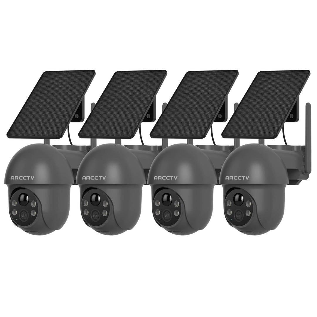 ARCCTV Überwachungskameras, Solarkamera im Freien, Doppelband WiFi, 4 Packungen, Grau Grau – 4 Stück