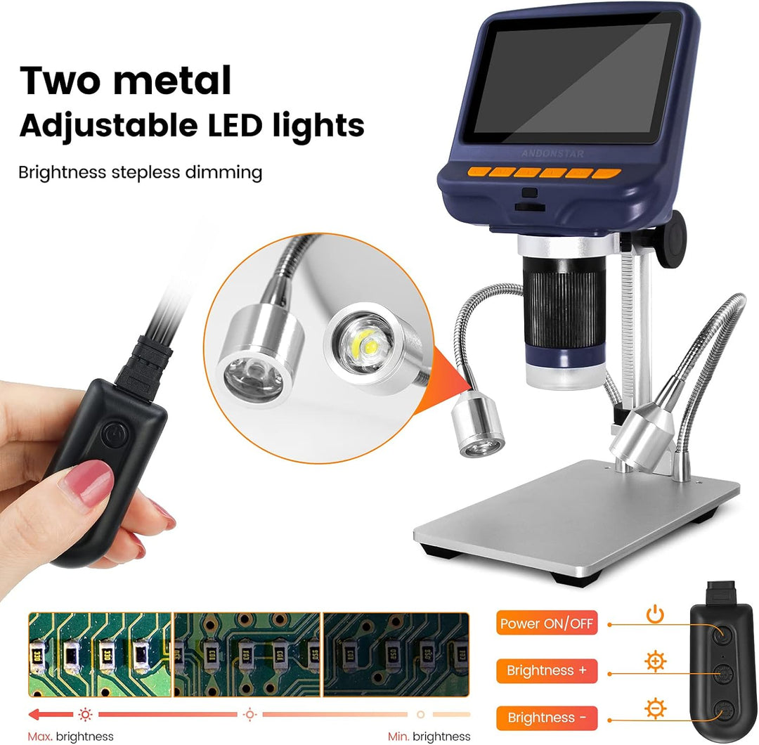 Andonstar AD106S USB-Digitalmikroskop, 10,9 cm Bildschirm-Mikroskop zum Löten/PCB/Uhr/Telefon-Repara