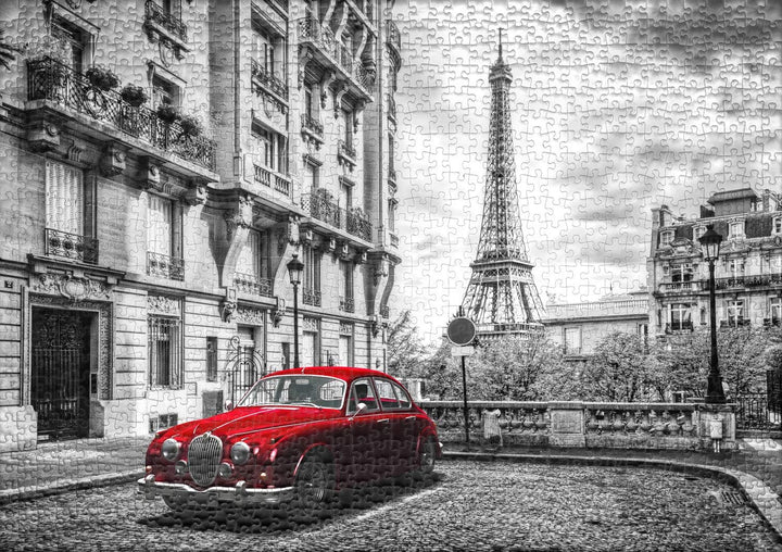 Ulmer Puzzleschmiede - Puzzle „Paris - mon Amour“ - Künstlerisches 1000 Teile Stadt-Puzzle - nostalg