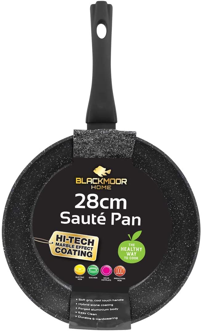 Blackmoor Home 66919 66199 Sauteuse aus geschmiedetem Aluminium, 28 cm, Schwarz Schwarz 28cm Saute P