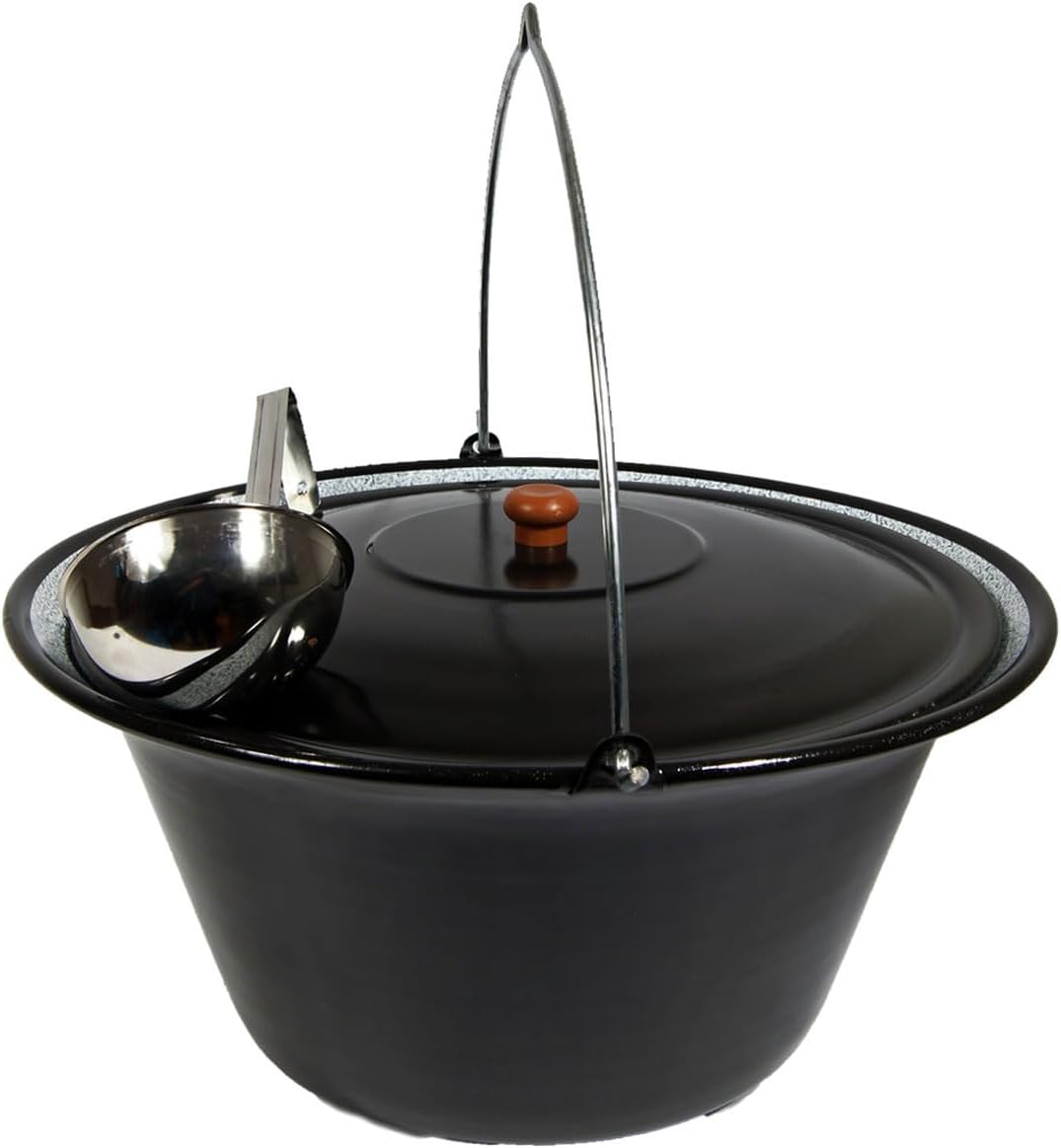 troph-e-shop Set Gulaschkessel Gulaschtopf Emaille 30 Liter + Deckel Gratis Schöpflöffel