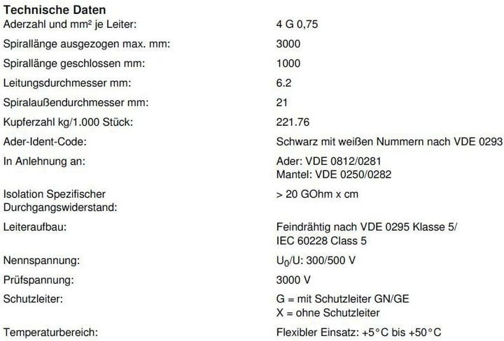 LAPP 70002636 Spiralkabel ÖLFLEX® Spiral 400 P 1500 mm / 4500 mm 4 G 0.75 mm² Grau 1 St.
