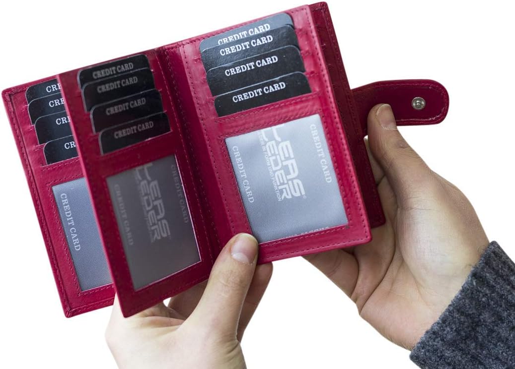 LEAS Ausweis und Kreditkartenmappe Echt-Leder, rot Card-Collection