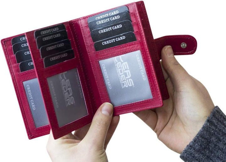 LEAS Ausweis und Kreditkartenmappe Echt-Leder, rot Card-Collection