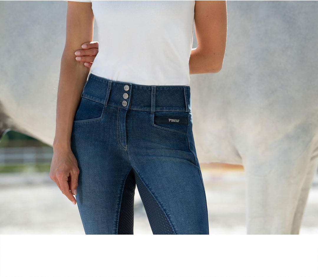 Pikeur Damen Candela Jeans Reithose Denim Spot, 40 Blau