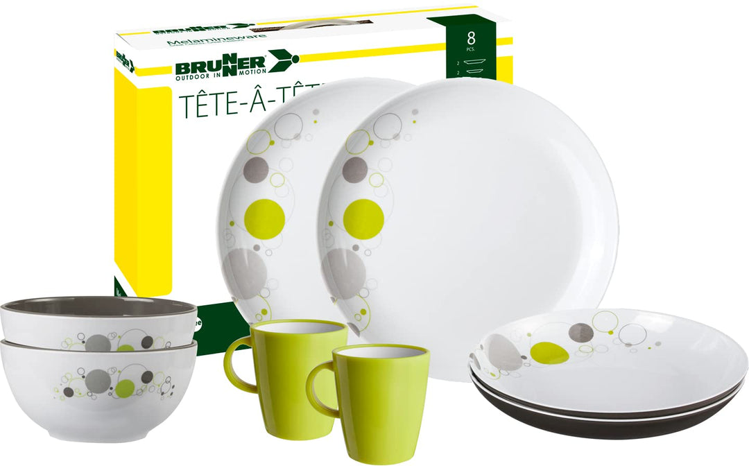 Brunner 0830143N.C7B Campinggeschirr Set für 2 Personen, Tête-À-Tête Space, 8-teilig