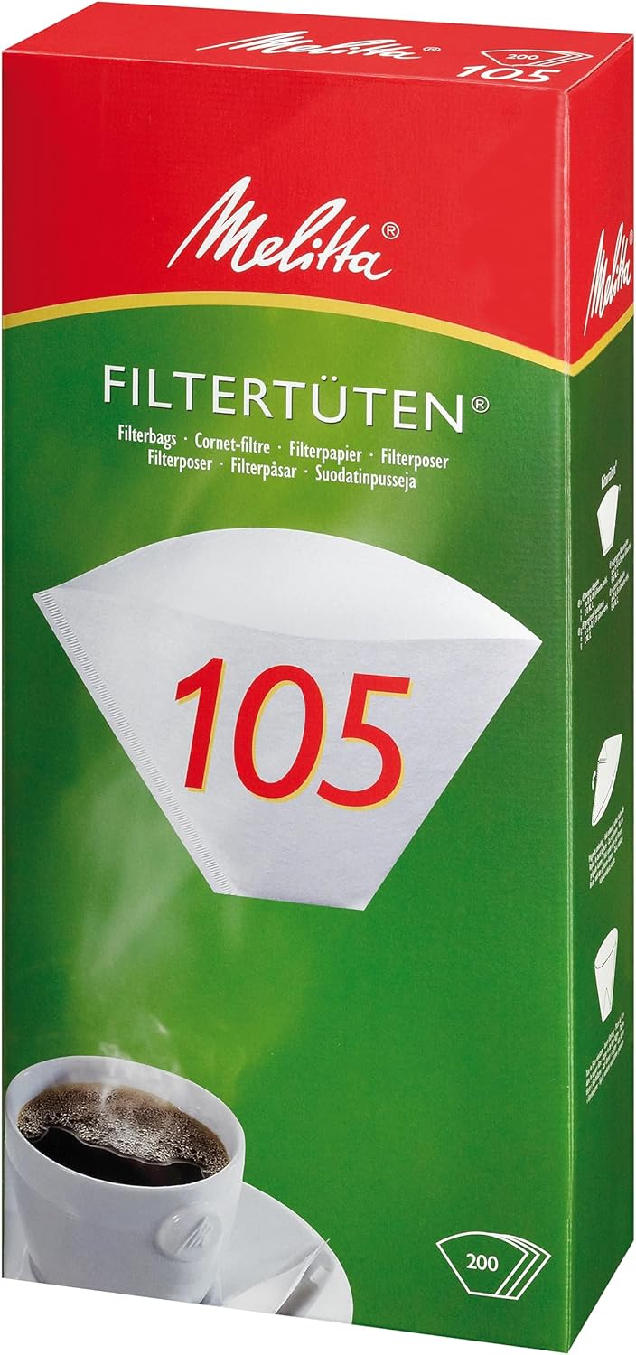 Melitta Filtertüten 105, Weiss, 200 Stück 200 Stück (1er Pack), 200 Stück (1er Pack)