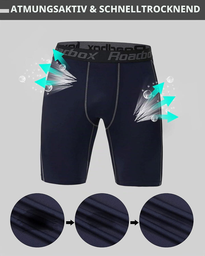 Roadbox 1, 2 oder 3 Pack Herren Kompressionsshorts, Schnelltrocknendes Base Layer Unterhose Tights K