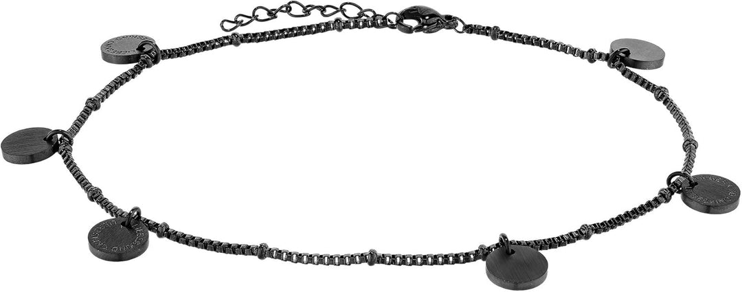 Liebeskind Fusskette mit Anhänger aus Edelstahl Schwarz