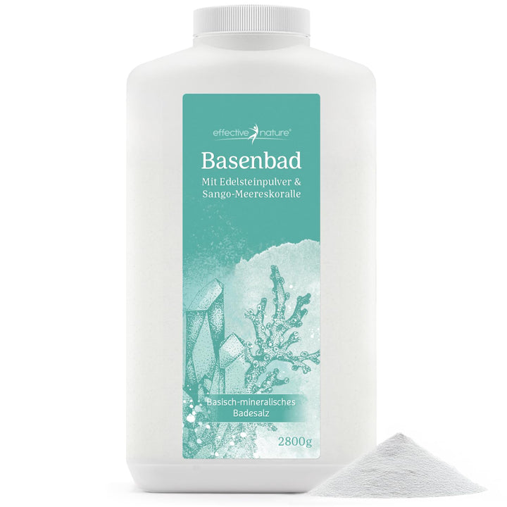 effective nature Basenbad - basisches Badesalz mit Sango-Meereskoralle & Edelsteinpulver - ergiebige