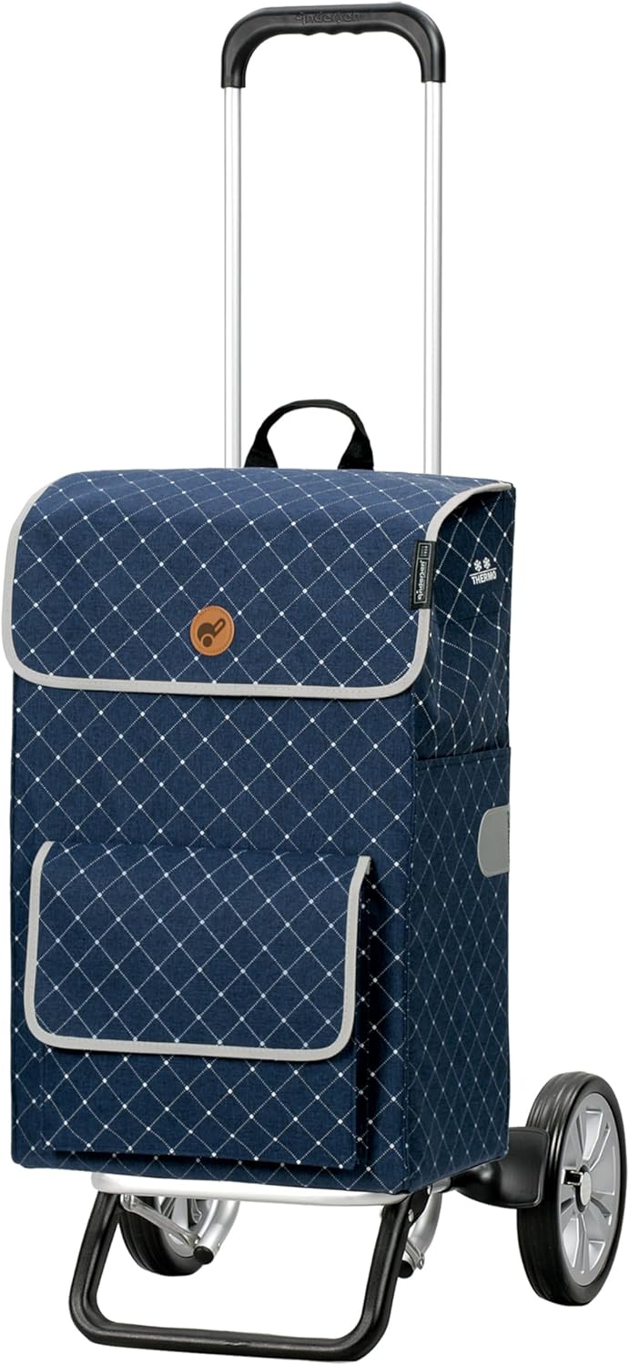 Andersen Shopper Alu Star höhenverstellbar mit Rad Ø 20cm und 51 Liter Tasche Tamo mit Kühlfach blau