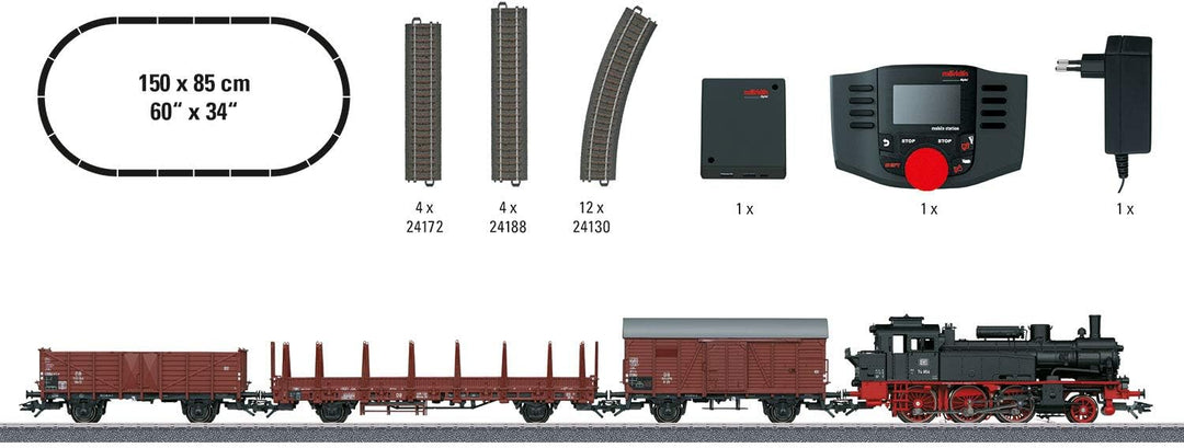 Märklin BR 74 Digital-Startpackung Güterzug Epoche 3, Spur H0 Modelleisenbahn, viele Soundfunktionen